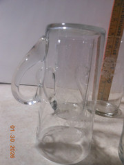 Set of 5 FRY Glasses Iced Tea -Etched- Handled Lemonade Early 1900s CRYSTAL VTG