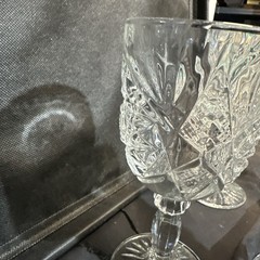 Libbey Hobstar glass water goblets set of 5 Stemware barware wine glasses