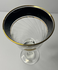 Art Decor Glass Goblet With Real Gold Label, Made In Italy