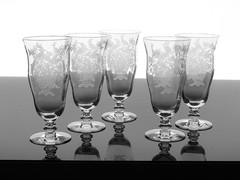 TIFFIN-FRANCISCAN PERSIAN PHEASANT OPTIC CRYSTAL ICED TEA GLASSES – SET OF 5
