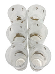 Set of 6 Libbey Cavalcade Vintage Unicorn Horse Frosted High Ball Glasses Vtg