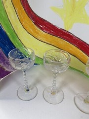 3 Libbey Rock Sharpe Alpine 4 3/8” Cordial cut glass stemware rare