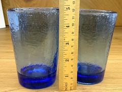 Fire and Light 12oz Cobalt Blue Recycled Glass Tumbler 2pc Lot 4.75″ Retired