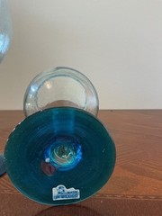 2-handmade, hand-blown Mexican glass wine or water goblets featuring a distinct