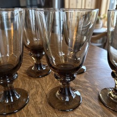 vintage Libbey «Tawny» or «Smoke» Wine Or Water Goblets 1960s or 1970s Beautiful