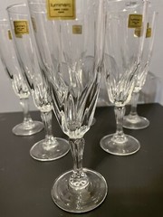 Flamenco 5 1/2 oz Blown Crystal Flute Crystal By J. D. Durand 6 Piece