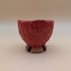 sake cup　”GUINOMI　HAGI-YAKI” 　vermilion,red 01
