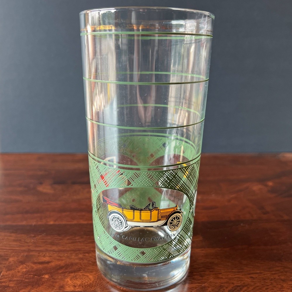 Vintage Libbey Classic Cars Drinking Glass 1914 Cadillac Buick Ford 16 oz