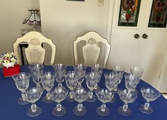 HEISEY-CRYSTAL -ETCHED ROSE -Ice Tea,Water Goblets/Wine,Tall Sherbet Glasses Set