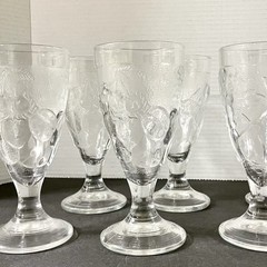 VTG Cristal D’Arques «Gourmande Clear» Arcoroc «Orchard» Glass Goblets Set Of 6