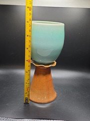Art Pottery Wine Water Goblet With Service Bell 8 oz Capacity CB Pottery 7″x3″