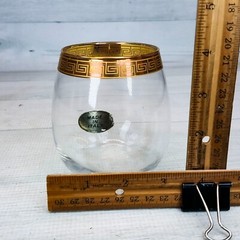 Cristalleria Gold Rimmed Border Stemless Wine Cocktail Glass Made in Italy