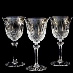 St Louis Tommy Crystal Wine Glasses Cut To Clear Set of 3 6 3/4”