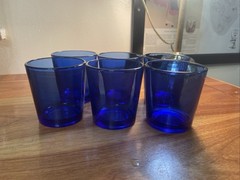 Vintage Set of 6 Libbey 12 oz. Cobalt Blue Glasses 1 Has Small Chip See Photos