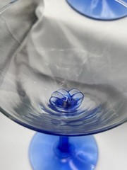 Set Of 8 Vintage Libby Cobalt Blue Petal Stem Martini Glasses From 80’s 7×4.25”