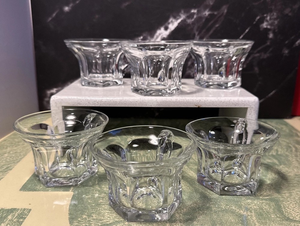 6 Vtg Heisey Crystal Colonial Puritan Narrow Flute Punch Cups EUC 28