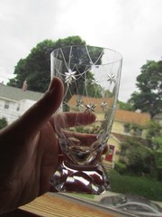 VTG Nachtmann Crystal Footed Tumblers Set 4 Hand Cut Stars Germany Bleikristall