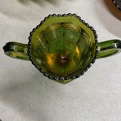 Fenton Orange Tree Green Carnival Glass Loving Cup
