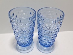 Vintage Indiana Colony Whitehall Blue Tea Glasses Tumbler Footed Lot Of Two