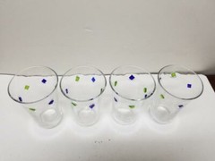 4 GLOBAL AMICI HARLEQUIN II HIGH BALL ART GLASS APPLIED GLASS TUMBLERS 6 1/8″