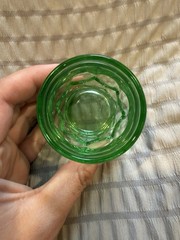 Georgian Vintage Uranium Depression Glass Green Honeycomb Tiny 3” Glasses Set 8