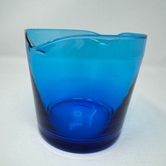 Peacock Blue Blown Glass Wine Glass Rinser 2-Spout Heavy Bottom