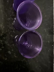 VTG MCM Indiana 5 Glasses Purple Juice Time Glasses Embossed Fruit See Detail
