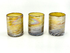 Vintage Blown Swirl Purple White Amber Iridescent Barware Drinkware Art Glasses