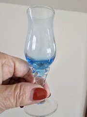 7 Crystal Cordials 4.5″ Sasaki Unknown Brand Azure, Pink, Purple Aqua Exc. Vtg