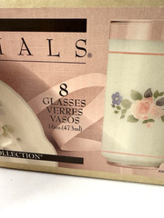 NEW Set of 6 Pfaltzgraff Libbey Tea Rose Glasses Tumblers 12oz 5.5 tall