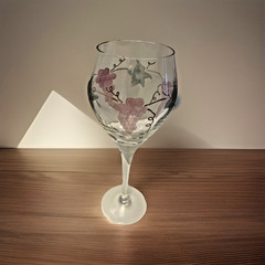 Rosenberg Romanian Crystal Wine Goblet Etched Grapes 24K Gold Hand Painted