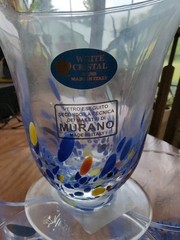 10oz MURANO Italy White Crystal Cocktail Tumbler Wine Goblet Confetti – Set Of 4