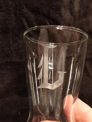 Etched Monogramed Letter L Drinking Glasses Pair