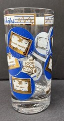 Blue Chip Stock Market Barware MCM Set 4 Rocks Glasses Georges Briard Style Rare