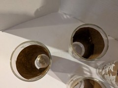 Set of 6 Vintage Hazel Atlas Tumbler Drinking Glasses White Maple Leaf Design