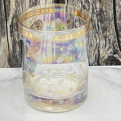 Iridescent Butterfly Tumbler Glass Multicolor Gold Rim Rocks Glass Barware Decor