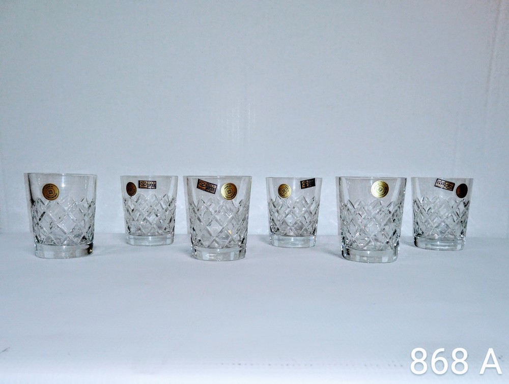 Set 6 Bohemian Handmade Crystal Czech Republic Barware Glasses 8.5 Fl Oz (10.1)