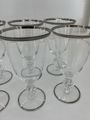 Vintage Imperial Glass Ohio Twist Clear Platinum Crystal Stemware Lot of 17