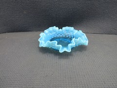 Fenton Art Glass Crystal Hobnail French Opalescence Blue Double Crimp Bon Bon 6″