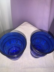 Maryland Glass Co. RING O RINGS Cobalt Blue Flat Juice Tumbler Set Of 5