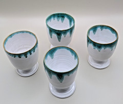 JB Cole Nell Cole Graves Seagrove Pottery, NC Set of Four Cups Marked Age 85