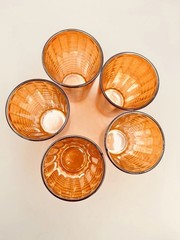 VTG Jeanette Marigold Iridescent Block Optic Tall Highball Glasses Carnival READ