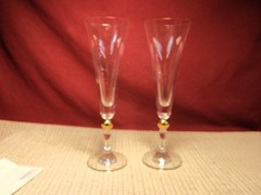 Home Essentials Crystal Pair of Gold Ball Stem Champagne Flutes