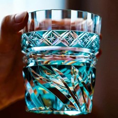 Edo Kiriko Handcrafted Aozora Kaze Whisky Glass With Gift Box 200ml Crystal Cup