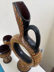 Authentic Handmade Turkish Wine Decanter with Glasses Set