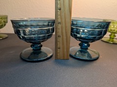 Vintage MCM Whitehall Riviera Blue Champagne/Tall Sherbet Pressed Glass (2)