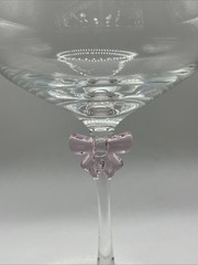 Godinger Pink Bow Wine Glass Coquette Balloon Goblet Ribbon Stem Replacement