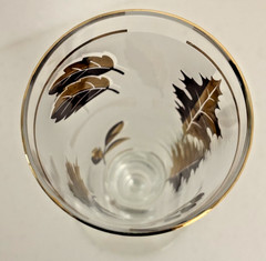 Libbey Gold Leaf Foliage Frosted Pilsner Glass 1970’s ~ 10 oz ~ 8.5″ ~(Set of 4)