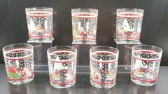 7 Epoch Holiday Joy Double Old Fashioned Set Vintage Christmas Drink Glasses Lot
