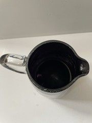FineLine Studios 1990 Hand Blown Glass Pitcher Rare Metal Flake By Kerry Feldman